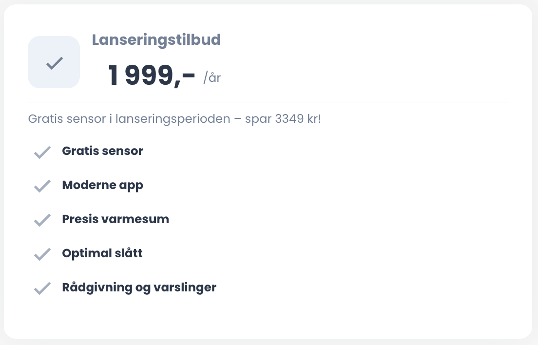 Lanseringstilbud, få gratis sensor!